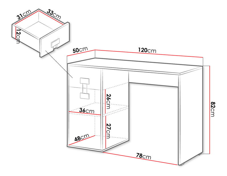 PC stolek Marcel TE1 (dub artisan + bílý lesk)