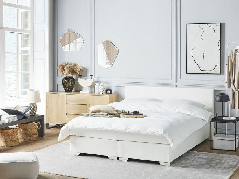 Boxspring postel 160 cm PREMIER (s matracemi) (bílá)