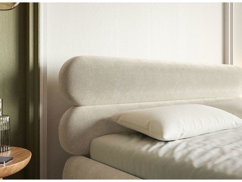 Manželská postel 180 cm Rirri (s roštem) (světlobéžová + černá)