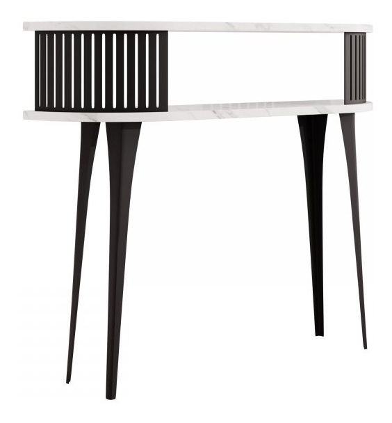 Konzolový stolek Mezanoa (černá + bílý mramor)