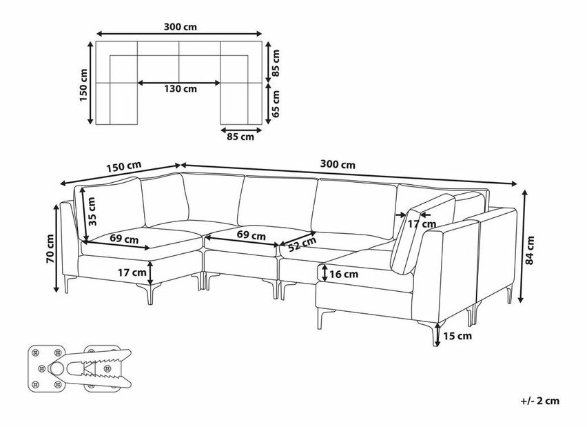 Rohová sedací souprava U Eldridge (modrá)