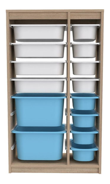 Organizér na hračky Dremonka 6 (dub sonoma + bílá + modrá)