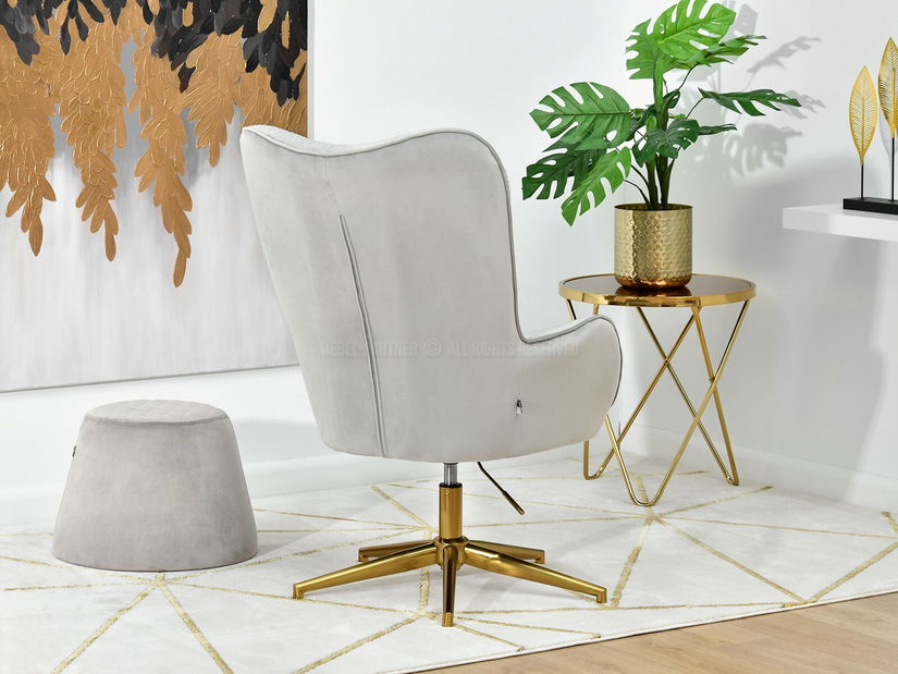 Křeslo Meryl (šedá + zlato)