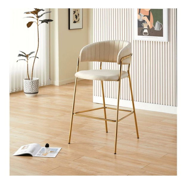 Set 2 ks. barových židlí Dasmona 2 (béžová + zlatá + chromová) *bazar