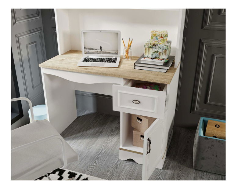 Psací stolek Timalo 2 (dub + bílá) *bazar