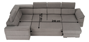 Rohová sedací souprava ve tvaru U Seglaria (šedohnědá) (P)