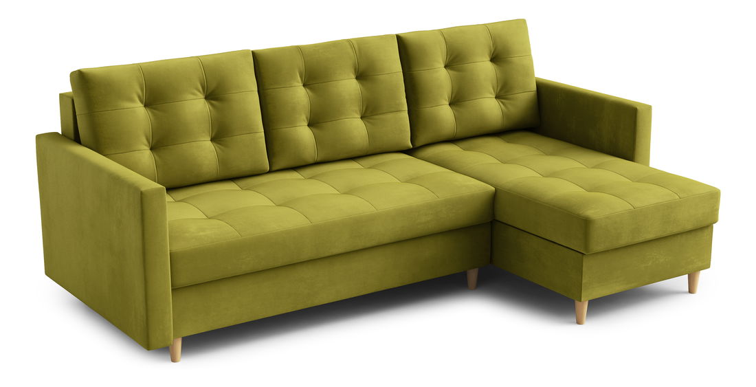 Rohová sedací souprava Divas (P) (limetková)