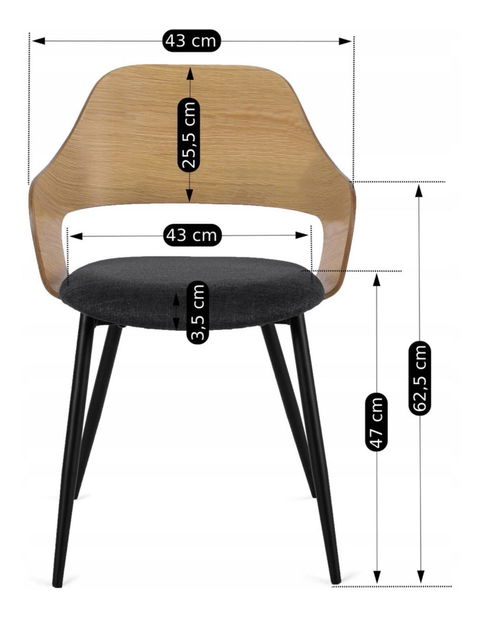 Jídelní židle Obvio (dub zlatý + černá)