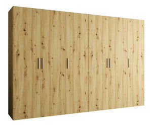 Šatní skříň 300 cm Borry 1 (dub artisan + stříbrná)