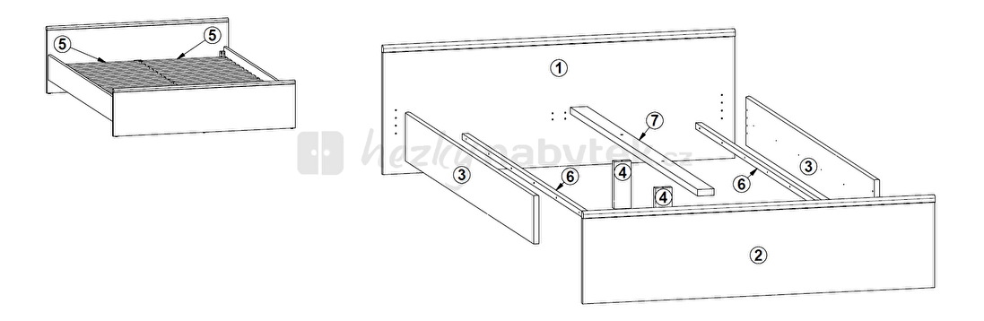 Manželská postel 140 cm BRW Klio LOZ/140