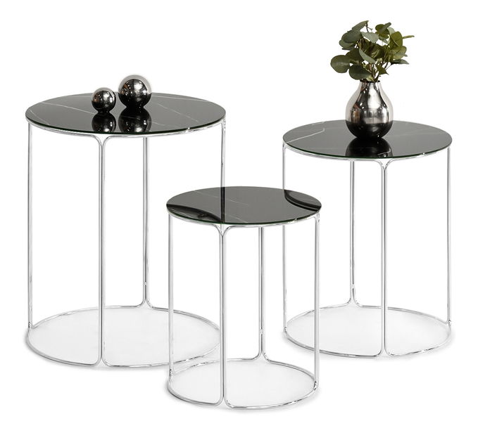 Konferenční stolek Belianni Zest (černý mramor + chromová)