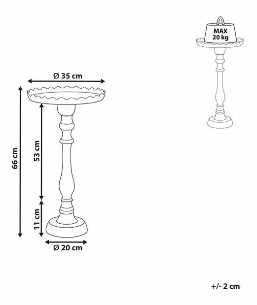 Příruční stolek Talulla (zlatá)