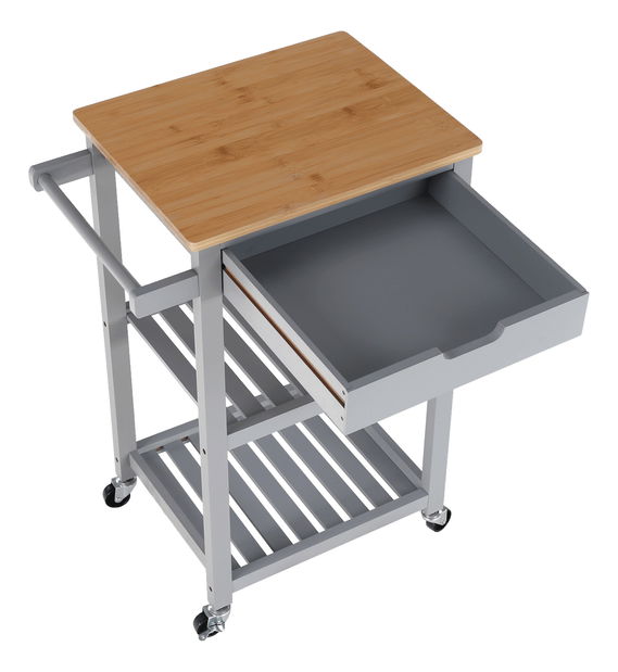 Servírovací vozík Alba (šedá + přírodní)