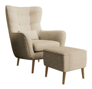 Křeslo s podnožkou Veneza VZ2 (béžová + buk)