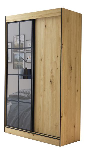 Šatní skříň 120 cm Oklahoma 2 (dub artisan + černá)
