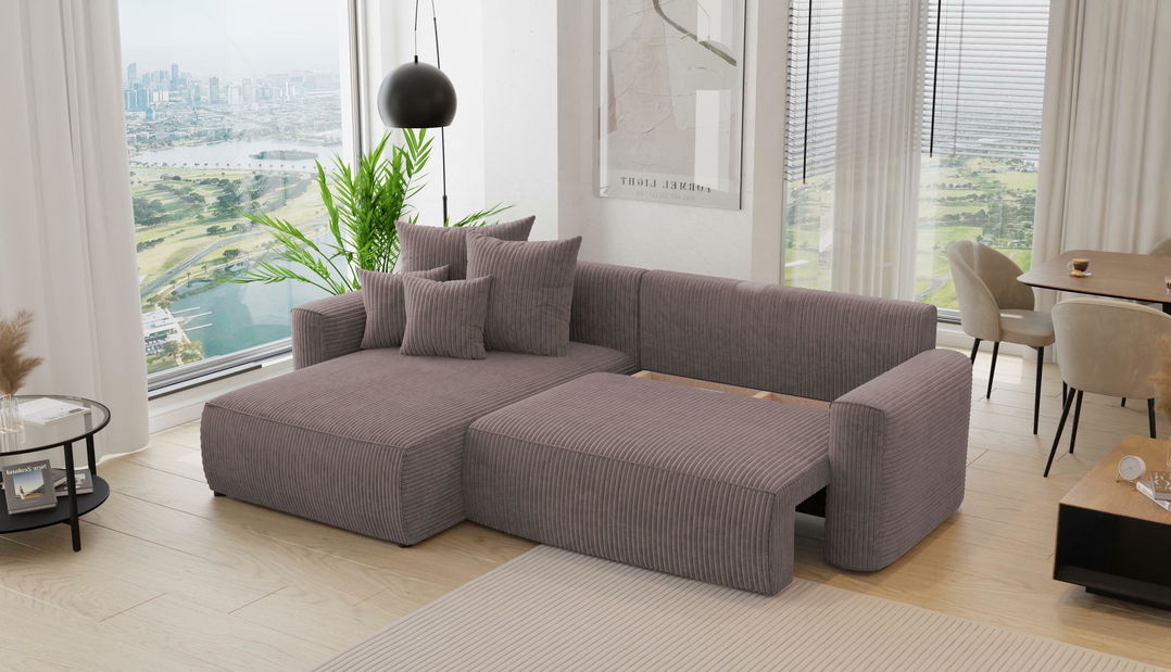 Rohová sedačka Baria (L) (tmavě hnědá)