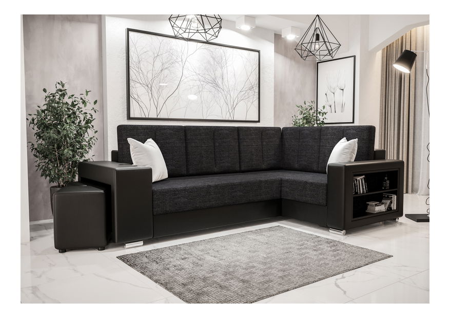 Rohová sedací souprava Lush (černá) (P)