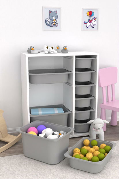 Organizér na hračky Dremonka 10 (šedá + bílá)