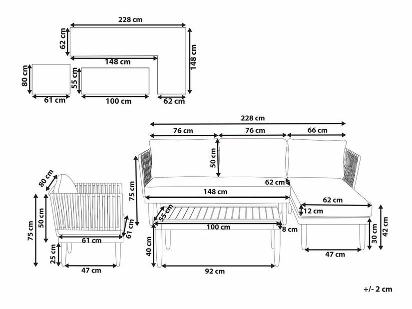 Zahradní set CORMA (krémová) (pro 5 osob)