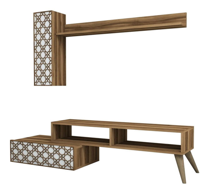 Obývací stěna Komite (ořech + bílá)