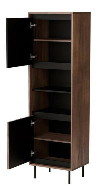 Policová skříň Sting W1 (ořech + černá)