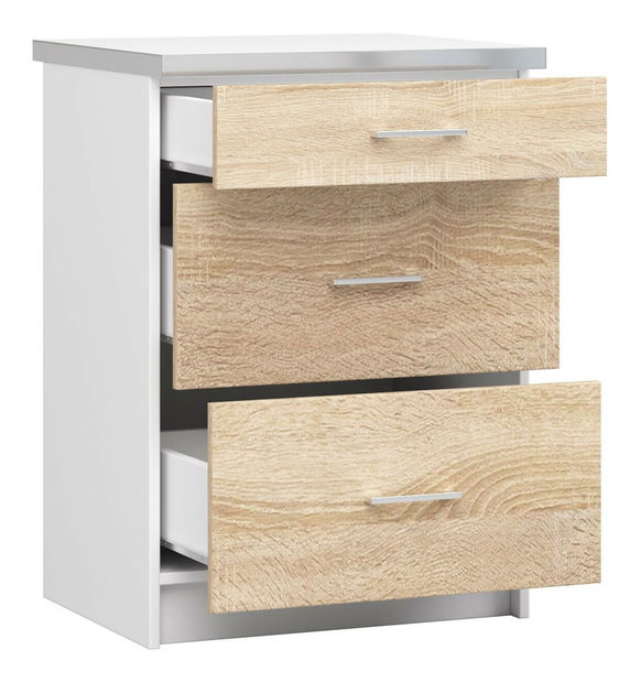 Dolní kuchyňská skříňka Lula s60 sz3 (matná bílá + dub sonoma)