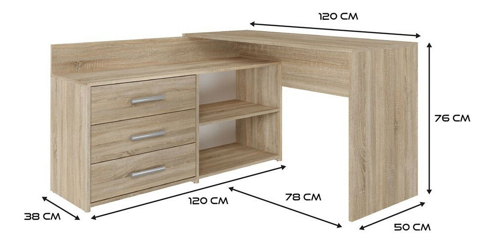 Rohový pc stolek Debio 1 (dub sonoma)