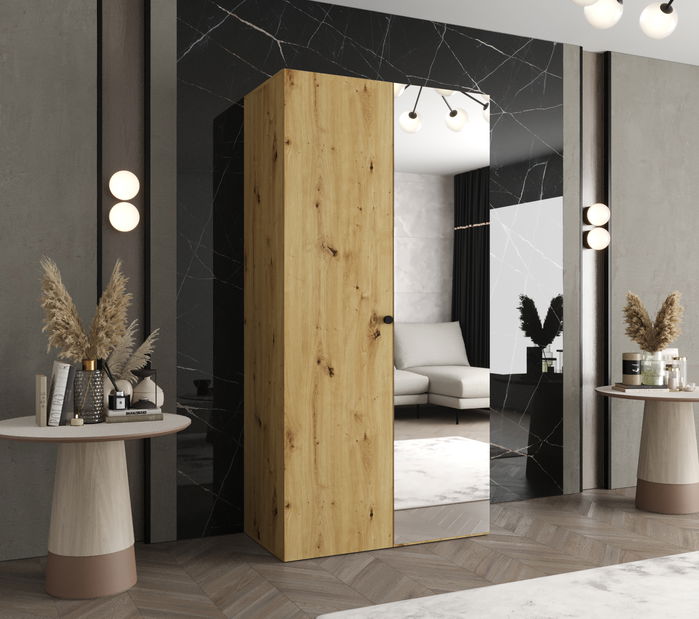 Šatní skříň 100 cm Parna 2 (dub artisan + černá)