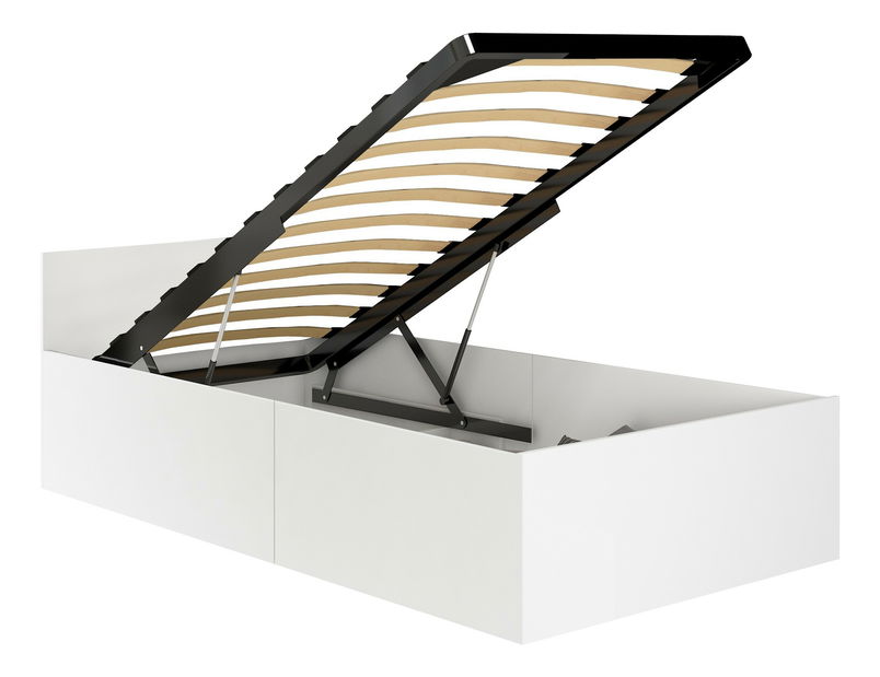 Jednolůžková postel Cezar III (bílá) (s roštem a úl. prostorem)