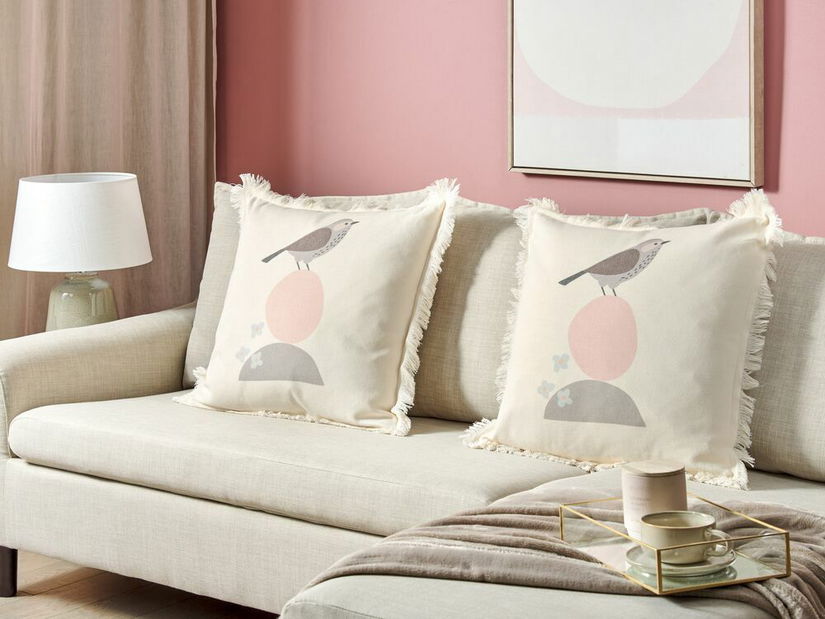 Sada 2 ozdobných polštářů 60 x 60 cm Watza (béžová)