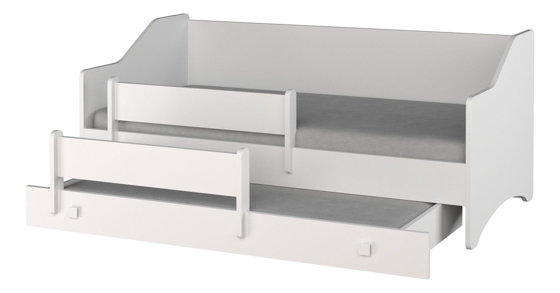 Rozkládací dětská postel 160x80 cm Naty II (s roštem a matrací) (bílá)