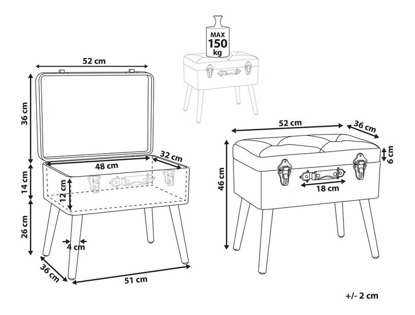 Taburet Malita (černá)