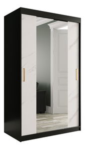 Šatní skříň 120 cm Marbelo T1 (matná černá + bílý mramor)