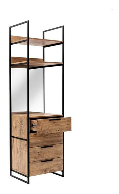 Regál Denoletta (se zrcadlem) (borovice atlantická + černá)