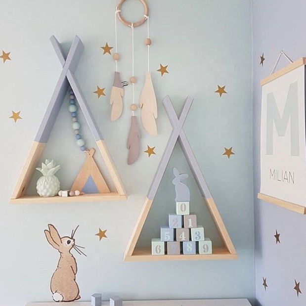 Dětská polička Cinderella (šedá + přírodní)