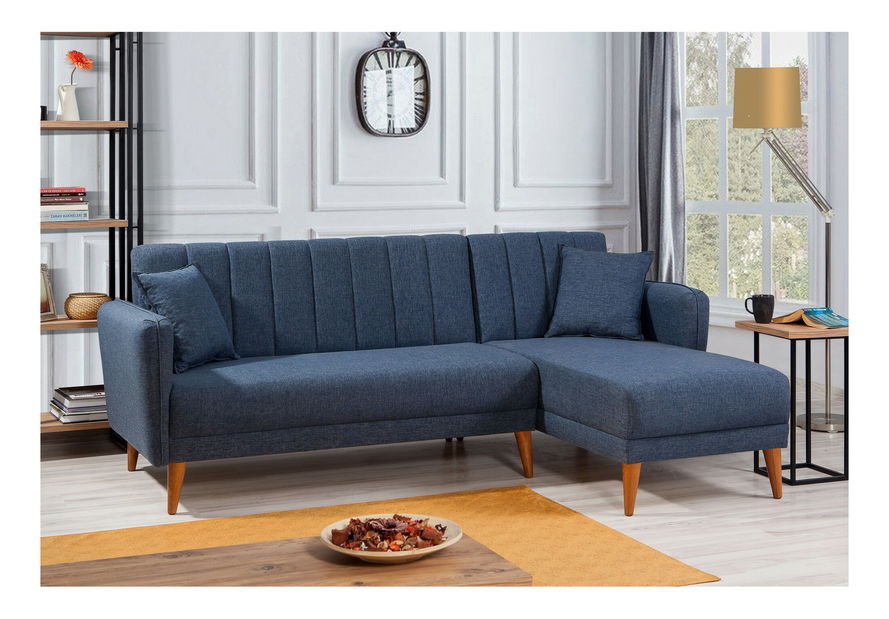 Rohová sedací souprava Adrie (P) (Tmavá modrá)
