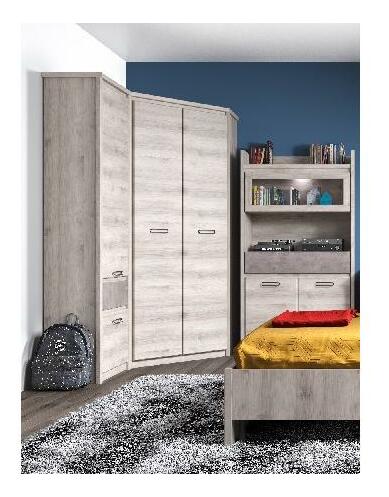 Rohová šatní skříň Japon (kaštan nairobi)