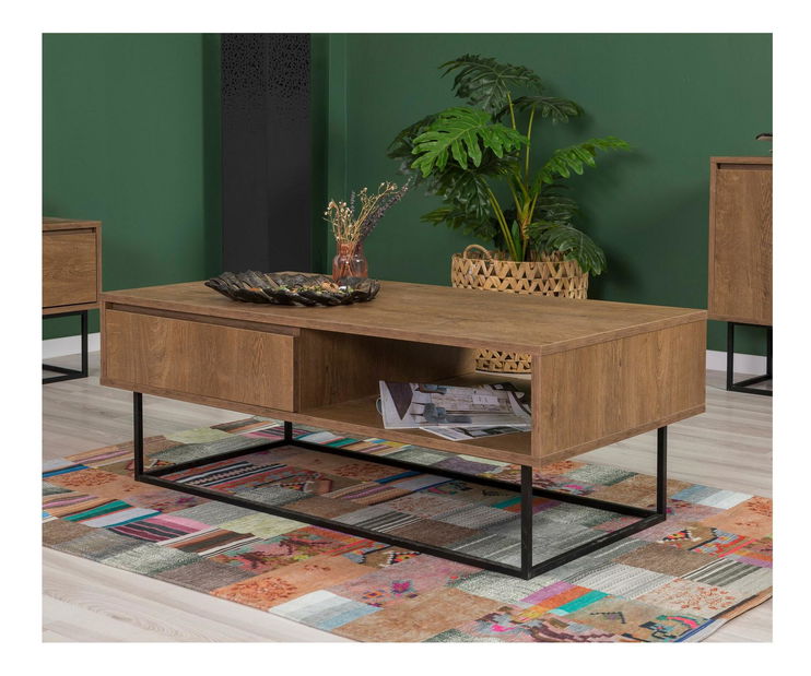 Souprava nábytku do obývacího pokoje Laxi 14 (ořech + černá)