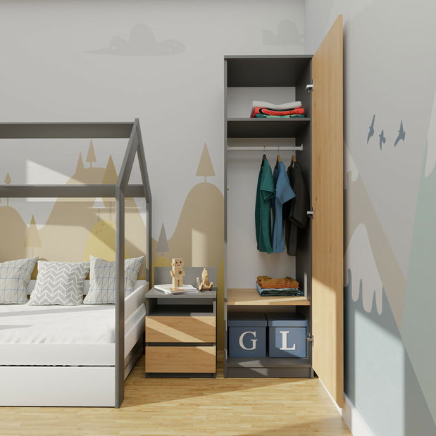 Šatní skříň Musecalo 2 (antracit + dub artisan)