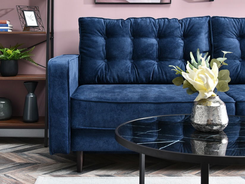 Pohovka dvousedačka Legacion (tmavě modrá + ořech)