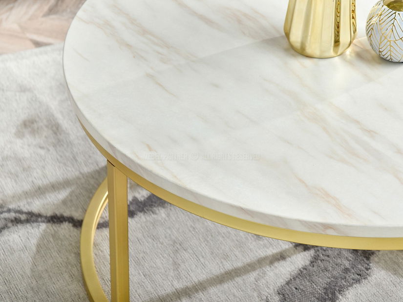 Konferenční stolek Kolja Zest Xl (béžová + zlatá)