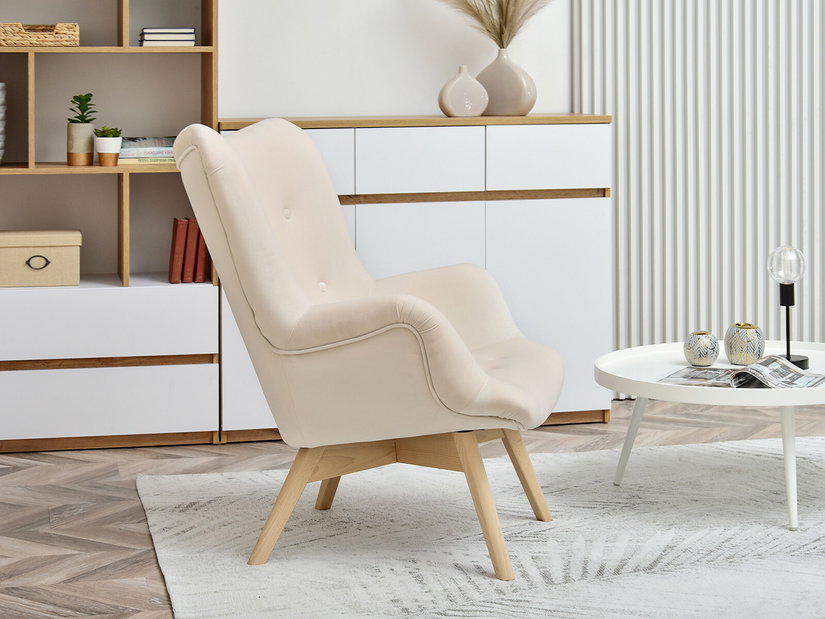Designové křeslo Florentino (krémová + ořech)
