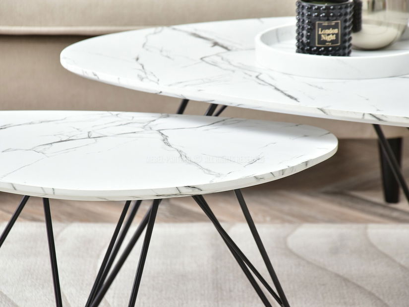 Konferenční stolek Rave Zest Xl (bílý mramor + černá)