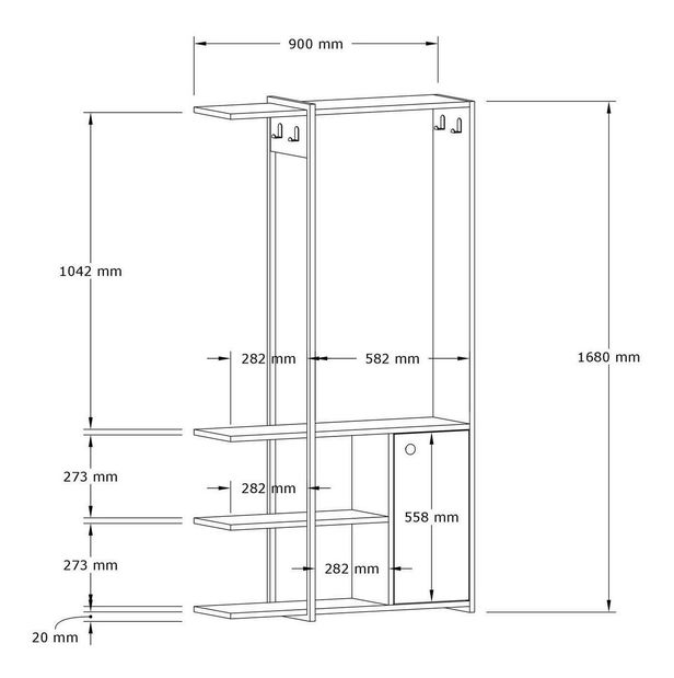 Předsíňová sestava Dakodu (dub safírový + černá)