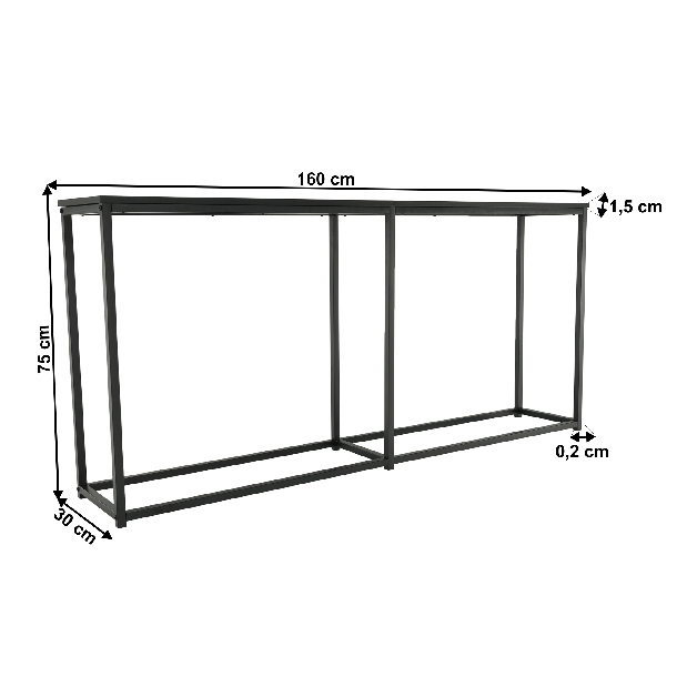 Konzolový stolek Burnet (tmavě-šedá grafit + černá)