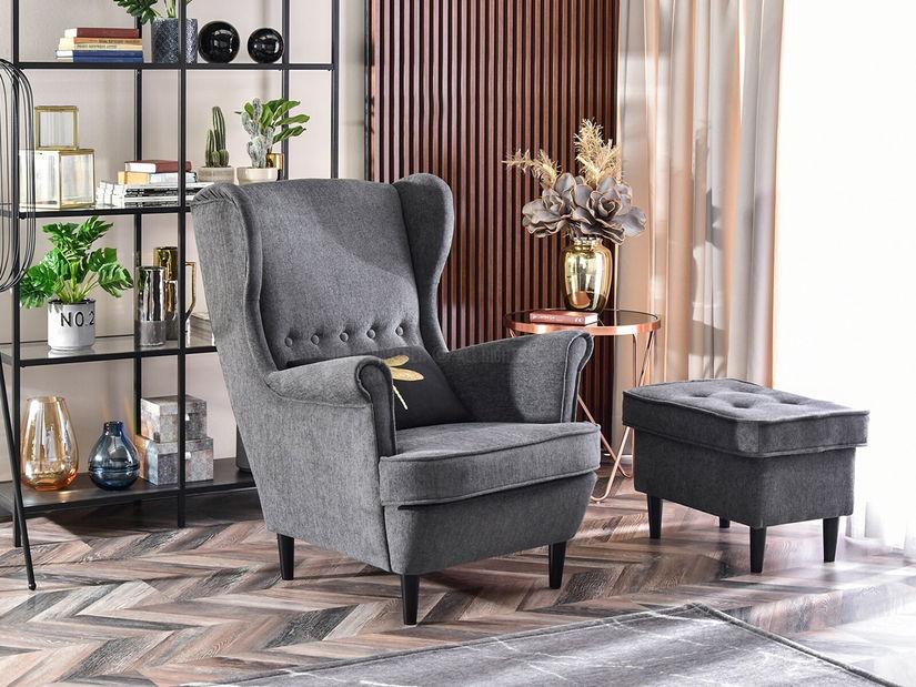 Křeslo ušák Margis (grafitová)