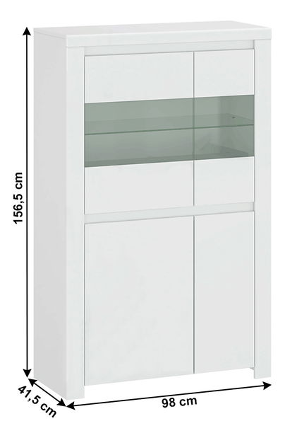 Vitrína Lafer 2D2W (bílý lesk)