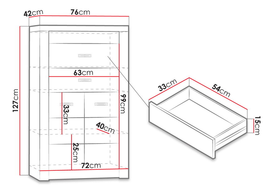 Komoda Nadenas N6 (jasan tmavý)
