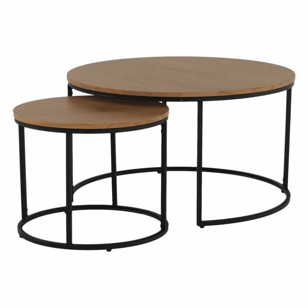 Set 2 konferenčních stolků Ilak (dub + černá)