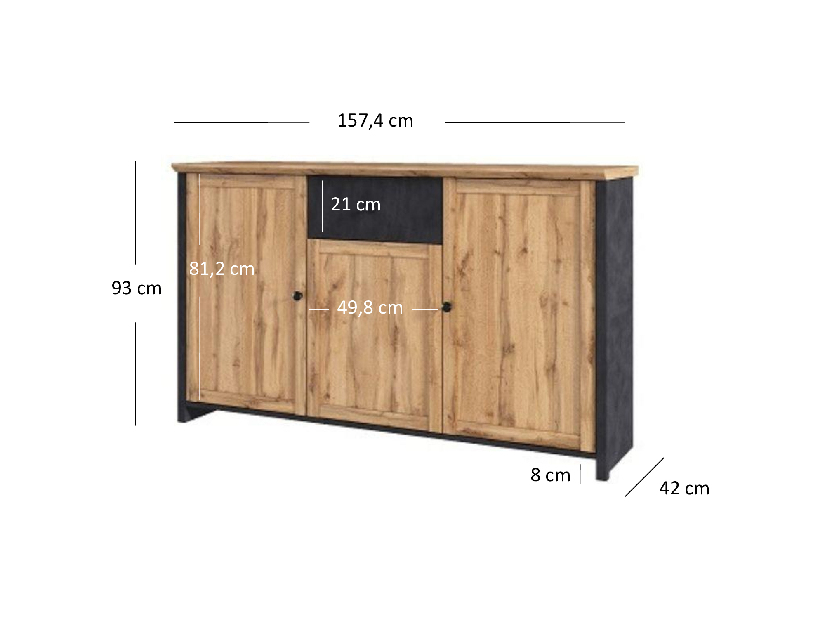 Komoda Nella 3D1S (dub wotan + matera)